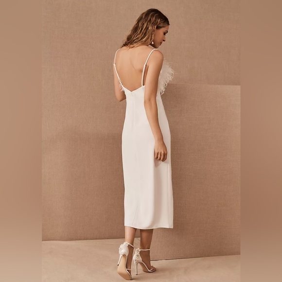 NWT Anthropologie Elliatt Ivory Feather Trim MIDI in Size Large - Picture 4 of 17